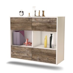 Sideboard Providence | hängend | Korpus Weiß | Front in Treibholz Holz Optik | 92x79x35cm (BxHxT)
