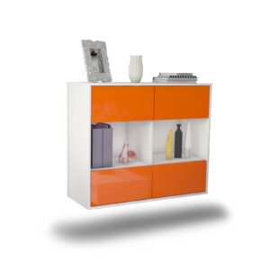 Sideboard Providence | hängend | Korpus Weiß | Front in Hochglanz Orange | 92x79x35cm (BxHxT)