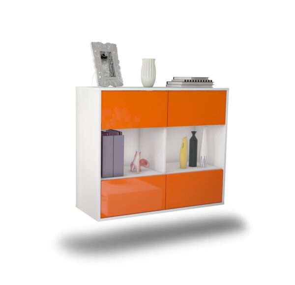 Sideboard Providence | hängend | Korpus Weiß | Front in Hochglanz Orange | 92x79x35cm (BxHxT)