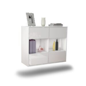 Sideboard Providence | hängend | Korpus Weiß | Front in Hochglanz Weiß | 92x79x35cm (BxHxT)