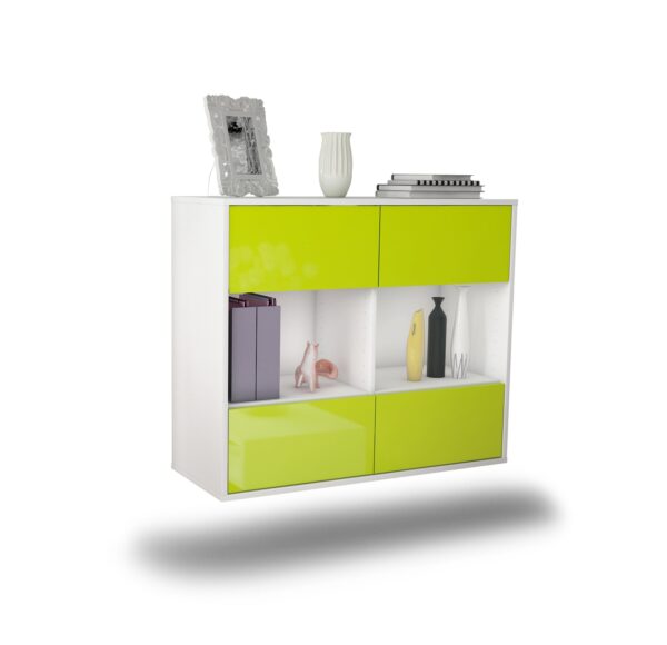 Sideboard Providence | hängend | Korpus Weiß | Front in Hochglanz Grün | 92x79x35cm (BxHxT)