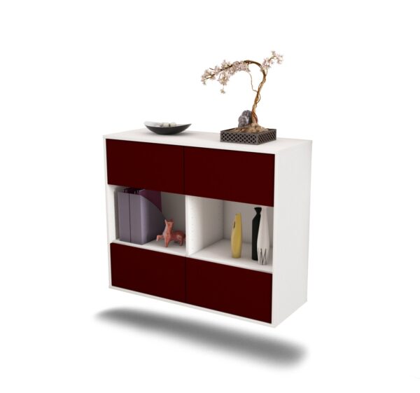 Sideboard Providence | hängend | Korpus Weiß | Front in Bordeaux | 92x79x35cm (BxHxT)