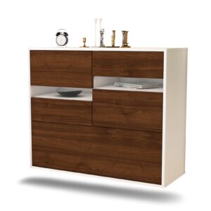 Sideboard Fayetteville | hängend | Korpus Weiß | Front in Walnuss Holz Optik | 92x79x35cm (BxHxT)