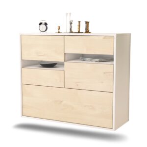 Sideboard Fayetteville | hängend | Korpus Weiß | Front in Zeder Holz Optik | 92x79x35cm (BxHxT)