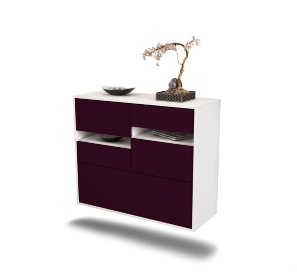 Sideboard Fayetteville | hängend | Korpus Weiß | Front in Lila | 92x79x35cm (BxHxT)