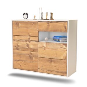 Sideboard Huntsville | hängend | Korpus Weiß | Front in Pinie Holz Optik | 92x79x35cm (BxHxT)
