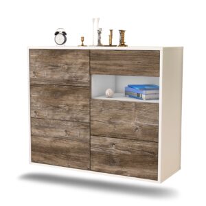 Sideboard Huntsville | hängend | Korpus Weiß | Front in Treibholz Holz Optik | 92x79x35cm (BxHxT)