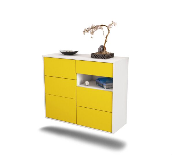Sideboard Huntsville | hängend | Korpus Weiß | Front in Gelb | 92x79x35cm (BxHxT)