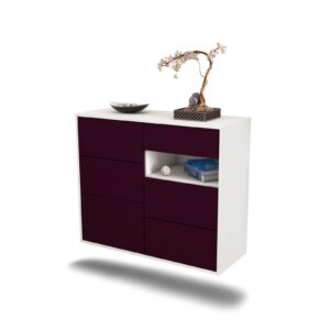 Sideboard Huntsville | hängend | Korpus Weiß | Front in Lila | 92x79x35cm (BxHxT)
