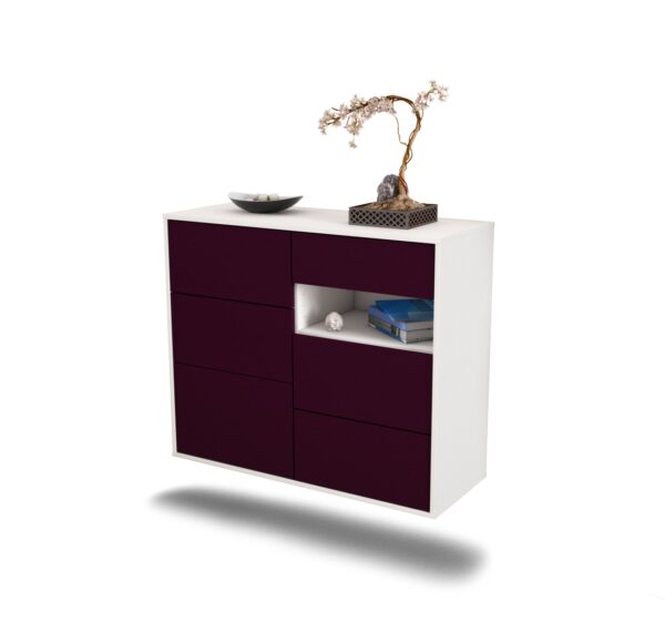 Sideboard Huntsville | hängend | Korpus Weiß | Front in Lila | 92x79x35cm (BxHxT)