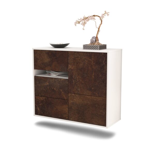 Sideboard Ontario | hängend | Korpus Weiß | Front in Rost Optik | 92x79x35cm (BxHxT)