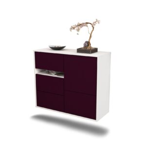 Sideboard Ontario | hängend | Korpus Weiß | Front in Lila | 92x79x35cm (BxHxT)