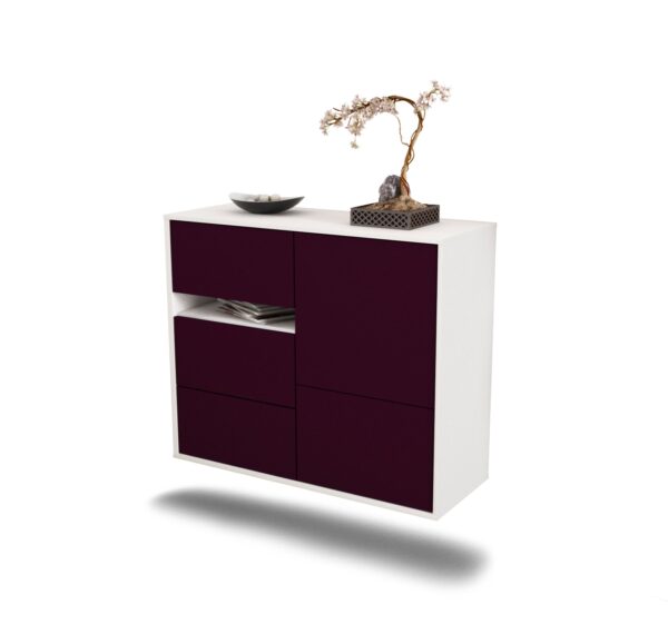 Sideboard Ontario | hängend | Korpus Weiß | Front in Lila | 92x79x35cm (BxHxT)