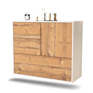 Sideboard Rancho Cucamonga | hängend | Korpus Weiß | Front in Pinie Holz Optik | 92x79x35cm (BxHxT)