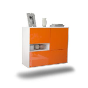 Sideboard Santa Clarita | hängend | Korpus Weiß | Front in Hochglanz Orange | 92x79x35cm (BxHxT)