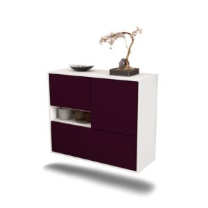 Sideboard Santa Clarita | hängend | Korpus Weiß | Front in Lila | 92x79x35cm (BxHxT)