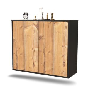 Sideboard Hialeah | hängend | Korpus Anthrazit | Front in Pinie Holz Optik | 92x79x35cm (BxHxT)