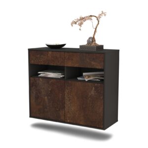 Sideboard North Las Vegas | hängend | Korpus Anthrazit | Front in Rost Optik | 92x79x35cm (BxHxT)