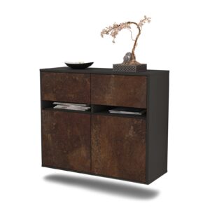 Sideboard Akron | hängend | Korpus Anthrazit | Front in Rost Optik | 92x79x35cm (BxHxT)