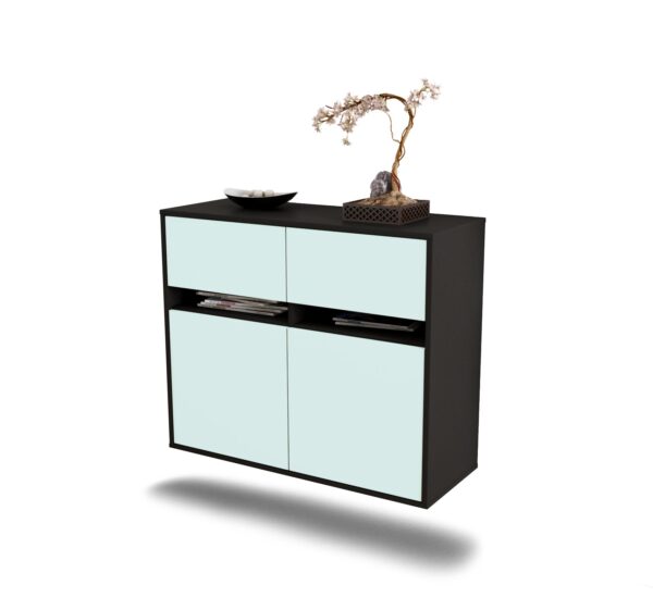 Sideboard Akron | hängend | Korpus Anthrazit | Front in Mint | 92x79x35cm (BxHxT)