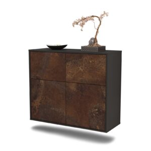 Sideboard Gilbert | hängend | Korpus Anthrazit | Front in Rost Optik | 92x79x35cm (BxHxT)