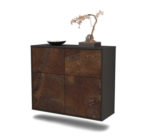 Sideboard Gilbert | hängend | Korpus Anthrazit | Front in Rost Optik | 92x79x35cm (BxHxT)