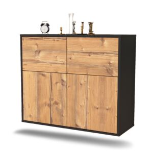 Sideboard Gilbert | hängend | Korpus Anthrazit | Front in Pinie Holz Optik | 92x79x35cm (BxHxT)