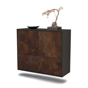 Sideboard Montgomery | hängend | Korpus Anthrazit | Front in Rost Optik | 92x79x35cm (BxHxT)