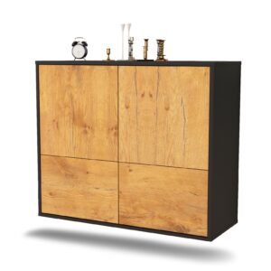 Sideboard Montgomery | hängend | Korpus Anthrazit | Front in Eiche Holz Optik | 92x79x35cm (BxHxT)