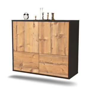 Sideboard Montgomery | hängend | Korpus Anthrazit | Front in Pinie Holz Optik | 92x79x35cm (BxHxT)