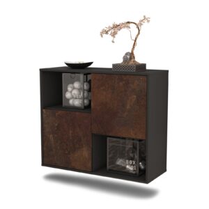 Sideboard Modesto | hängend | Korpus Anthrazit | Front in Rost Optik | 92x79x35cm (BxHxT)