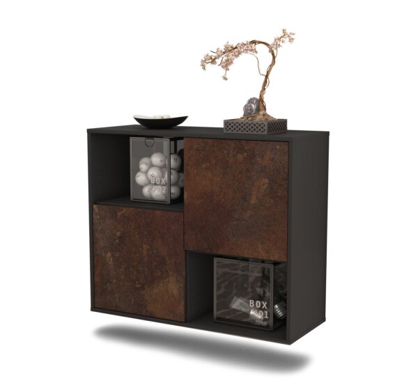 Sideboard Modesto | hängend | Korpus Anthrazit | Front in Rost Optik | 92x79x35cm (BxHxT)