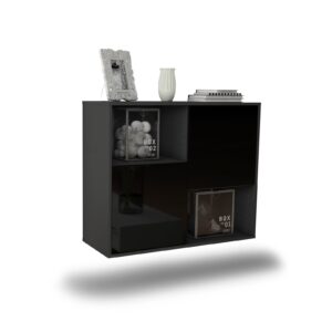 Sideboard Modesto | hängend | Korpus Anthrazit | Front in Hochglanz Schwarz | 92x79x35cm (BxHxT)