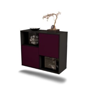 Sideboard Modesto | hängend | Korpus Anthrazit | Front in Lila | 92x79x35cm (BxHxT)