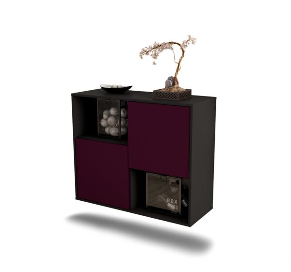 Sideboard Modesto | hängend | Korpus Anthrazit | Front in Lila | 92x79x35cm (BxHxT)