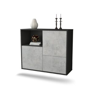 Sideboard Boise | hängend | Korpus Anthrazit | Front in Beton Optik | 92x79x35cm (BxHxT)