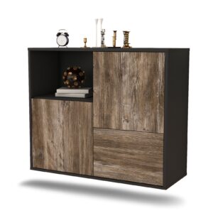 Sideboard Boise | hängend | Korpus Anthrazit | Front in Treibholz Holz Optik | 92x79x35cm (BxHxT)