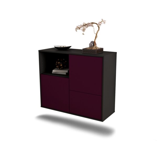 Sideboard Boise | hängend | Korpus Anthrazit | Front in Lila | 92x79x35cm (BxHxT)