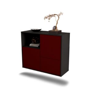Sideboard Boise | hängend | Korpus Anthrazit | Front in Bordeaux | 92x79x35cm (BxHxT)