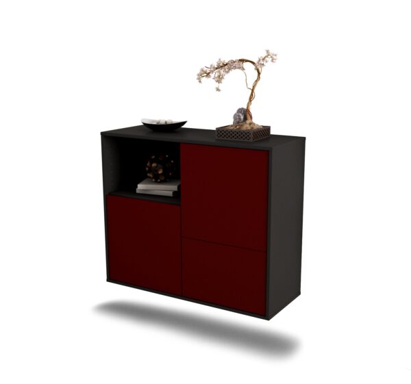 Sideboard Boise | hängend | Korpus Anthrazit | Front in Bordeaux | 92x79x35cm (BxHxT)