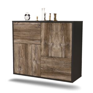 Sideboard Fremont | hängend | Korpus Anthrazit | Front in Treibholz Holz Optik | 92x79x35cm (BxHxT)
