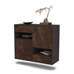 Sideboard Spokane | hängend | Korpus Anthrazit | Front in Rost Optik | 92x79x35cm (BxHxT)