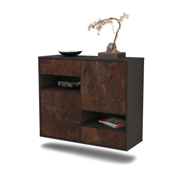 Sideboard Spokane | hängend | Korpus Anthrazit | Front in Rost Optik | 92x79x35cm (BxHxT)