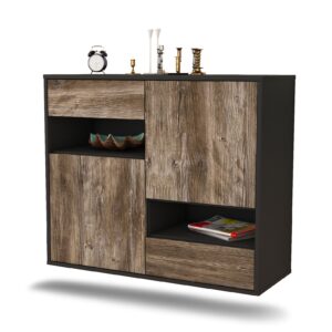 Sideboard Spokane | hängend | Korpus Anthrazit | Front in Treibholz Holz Optik | 92x79x35cm (BxHxT)