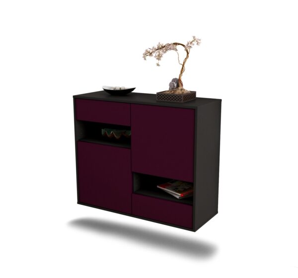 Sideboard Spokane | hängend | Korpus Anthrazit | Front in Lila | 92x79x35cm (BxHxT)