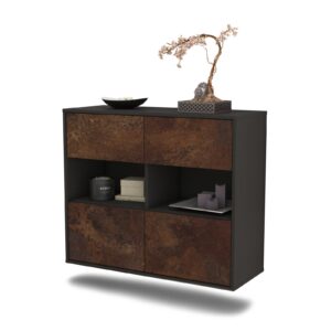 Sideboard Richmond | hängend | Korpus Anthrazit | Front in Rost Optik | 92x79x35cm (BxHxT)