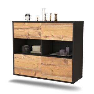 Sideboard Richmond | hängend | Korpus Anthrazit | Front in Pinie Holz Optik | 92x79x35cm (BxHxT)