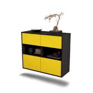 Sideboard Richmond | hängend | Korpus Anthrazit | Front in Gelb | 92x79x35cm (BxHxT)