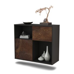 Sideboard Shreveport | hängend | Korpus Anthrazit | Front in Rost Optik | 92x79x35cm (BxHxT)