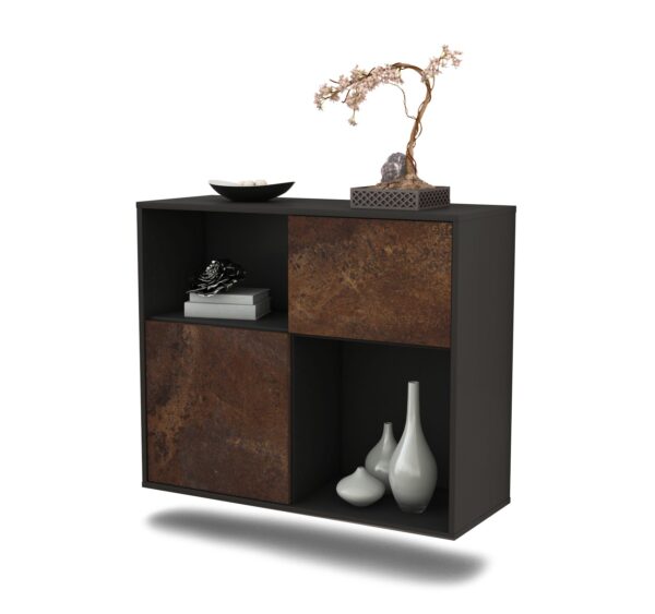 Sideboard Shreveport | hängend | Korpus Anthrazit | Front in Rost Optik | 92x79x35cm (BxHxT)